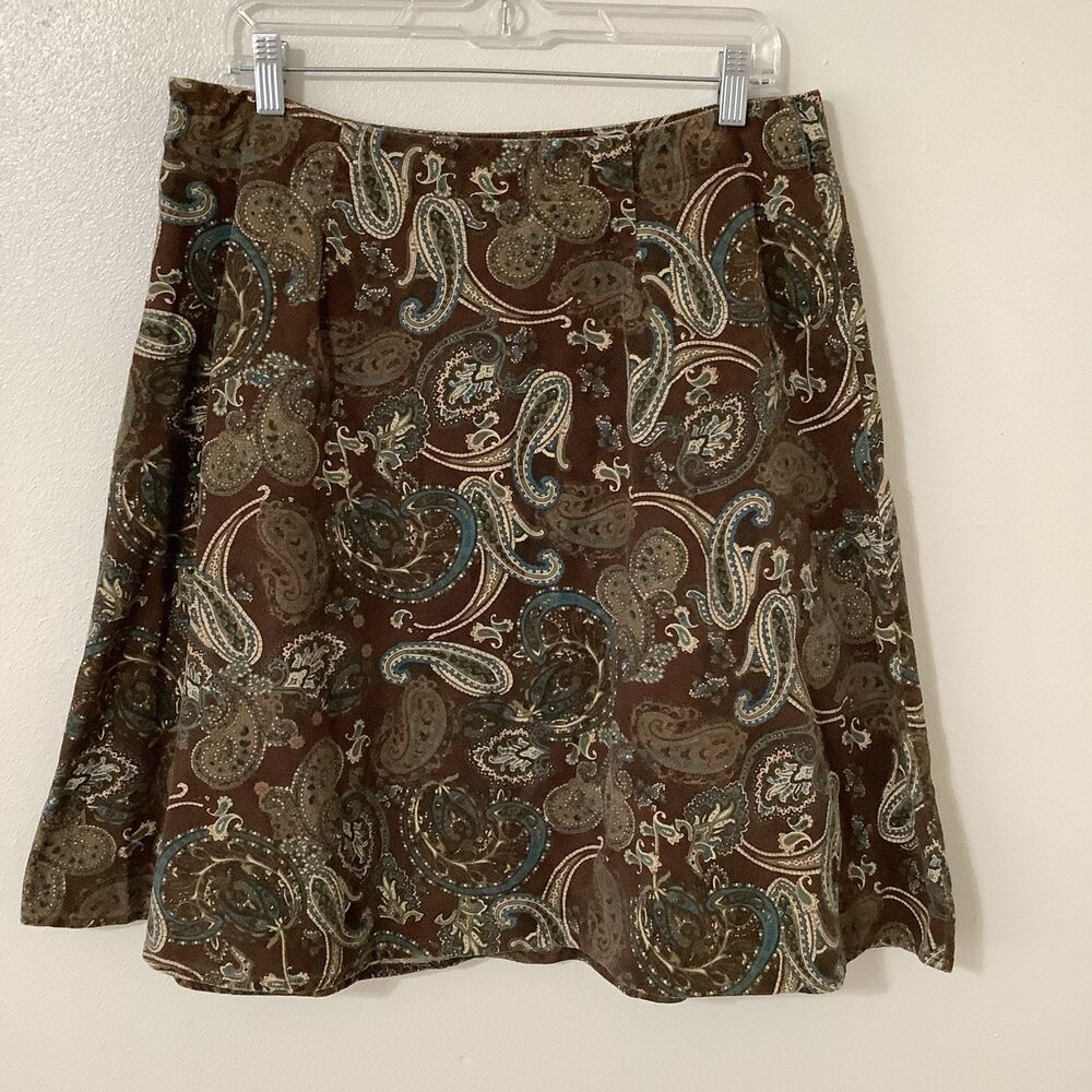Vintage Y2K Corduroy Western Boho Fairycore Brown Paisley Cotton Fairy Skirt 14 - Picture 5 of 10